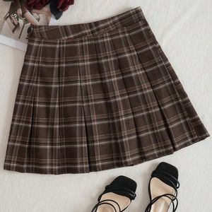 Brown Plaid Schoolgirl Style Skirt